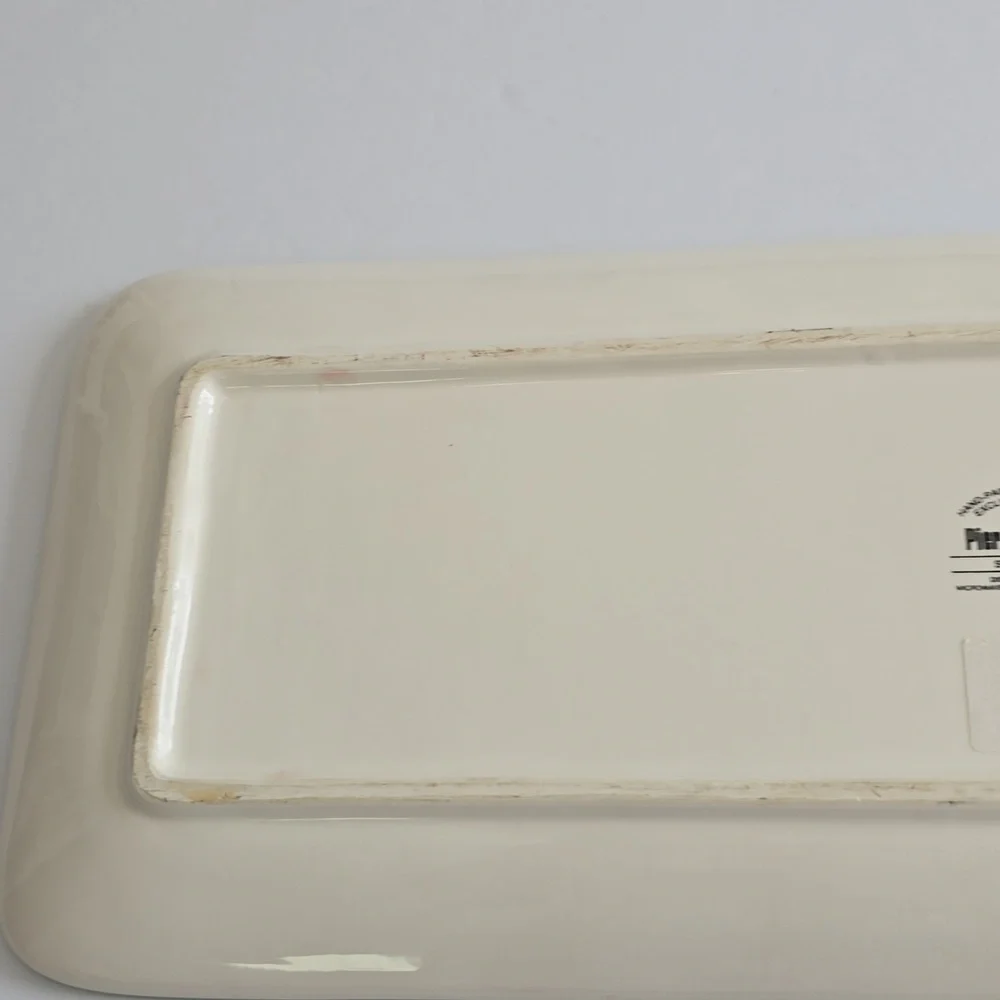 Pier 1 Retired Snowman Family Serving Platter Handpainted Dolomite Red 18.5